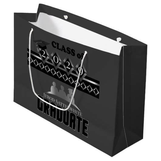 Abschluss - DIY Jahr und Name - Große Geschenktüte (Vorderseite Schrägansicht)
