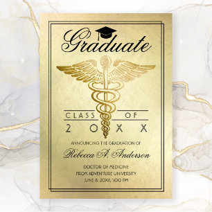 Abschluss Doctor Caduceus Gold Grad Cap Ankündigung