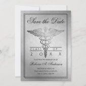 Abschluss Doctor Caduceus Silver Elegant Save The Date (Vorderseite)