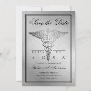Abschluss Doctor Caduceus Silver Elegant Save The Date