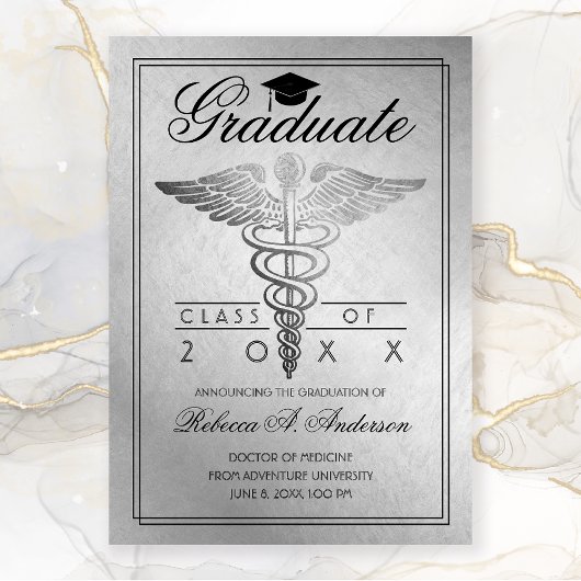 Abschluss Doctor Caduceus Silver Grad Cap Ankündigung