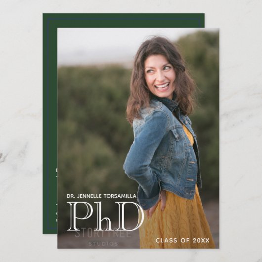 Abschluss Doktortitel Ankündigung Foto Weiß Grün (Vorne/Hinten)