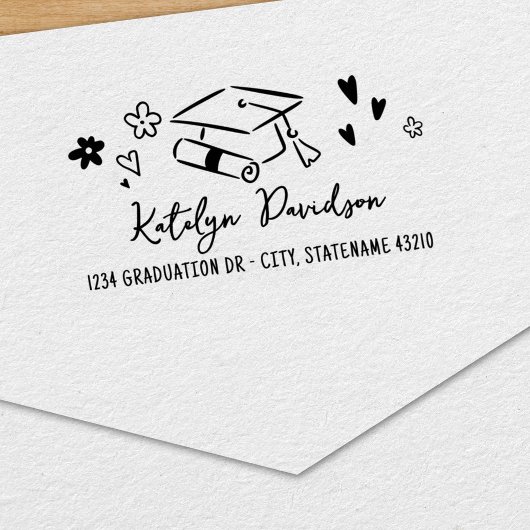 Abschluss-Doodle-Name-Adresse Permastempel