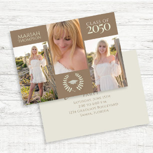 Abschluss Drei Foto Einfach Neutrale Kreative Einladung