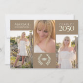 Abschluss Drei Foto Einfach neutrales Kreativ Einladung (Vorderseite)