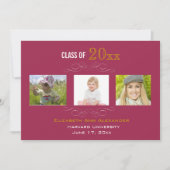 Abschluss Drei Fotos Party Einladung (Vorderseite)