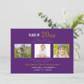 Abschluss Drei Fotos Party Einladung (Stehend Vorderseite)