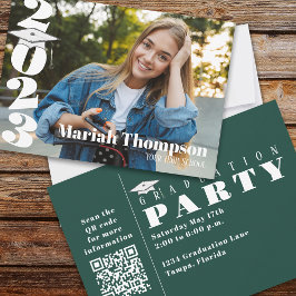 Abschluss Dunkelgrünes Foto Klasse 2023 QR Einladung