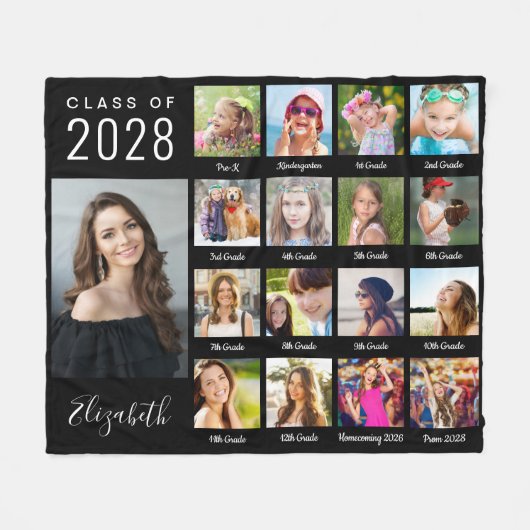 Abschluss durch die Jahre 17 Foto Script Black Fleecedecke (Vorderseite (Horizontal))