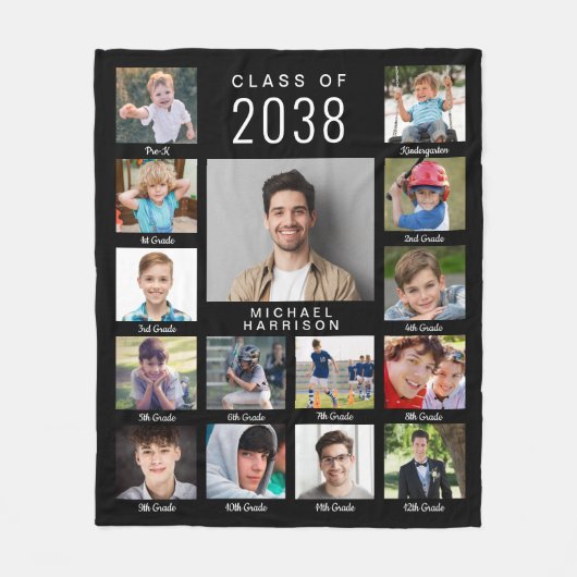 Abschluss durch die Jahre FotoCollage Schwarz Fleecedecke (Vorderseite)