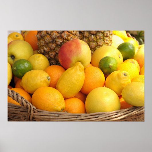 Abschluss eines Korbbildes mit Früchten Poster (Vorne)