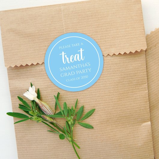 Abschluss Einfache Minimalistische Carolina Blue L Runder Aufkleber