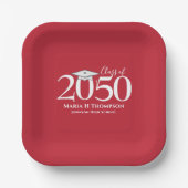 Abschluss Einfache Minimalistische Red Mortarboard Pappteller (Vorderseite)