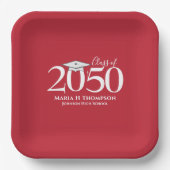 Abschluss Einfache Minimalistische Red Mortarboard Pappteller (Vorderseite)