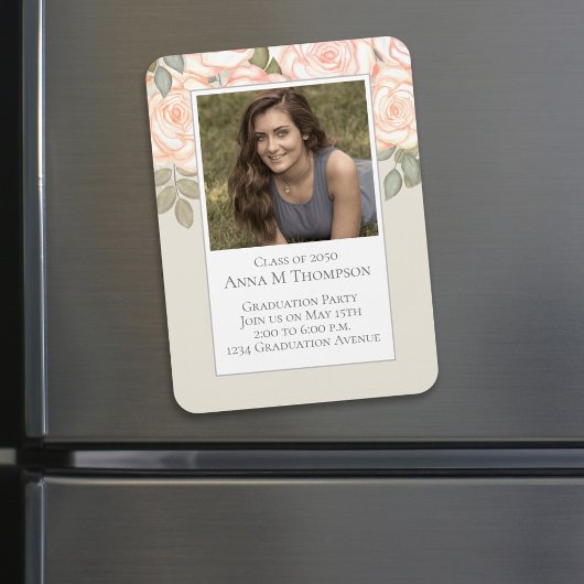 Abschluss Einfaches Foto Rose Grün Magnet