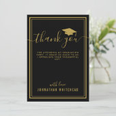 Abschluss Einfaches Foto Schwarz Dankeskarte (Stehend Vorderseite)