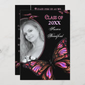 Abschluss-Einfärbung - Schmetterling - Foto einfüg Einladung (Vorne/Hinten)