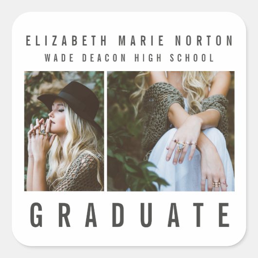 Abschluss eingeben quadratischer aufkleber (Vorderseite)