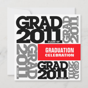 Abschluss Einladung 2011 Roter Grauer Schriftart