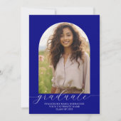 Abschluss Einladung 2 Fotos Arch Navy (Vorderseite)