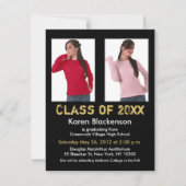 Abschluss-Einladung addieren das 2 Bild-schwarze Einladung (Vorderseite)