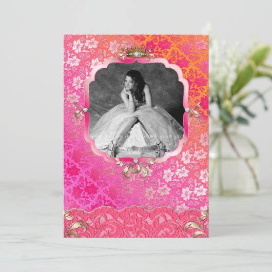 Abschluss Einladung Ankündigung Lace Crown PRO (Stehend Vorderseite)