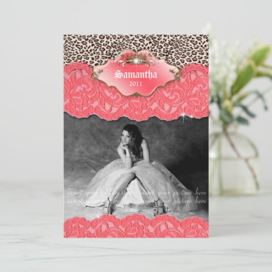 Abschluss Einladung Ankündigung Leopard Kronenkork (Stehend Vorderseite)