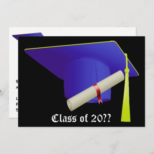 Abschluss Einladung Blue Cap (Vorne/Hinten)