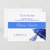 Abschluss Einladung - Blue Cap und Tassel (Vorne/Hinten)