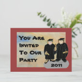 Abschluss Einladung - Bruder/Schwester oder Paar (Stehend Vorderseite)