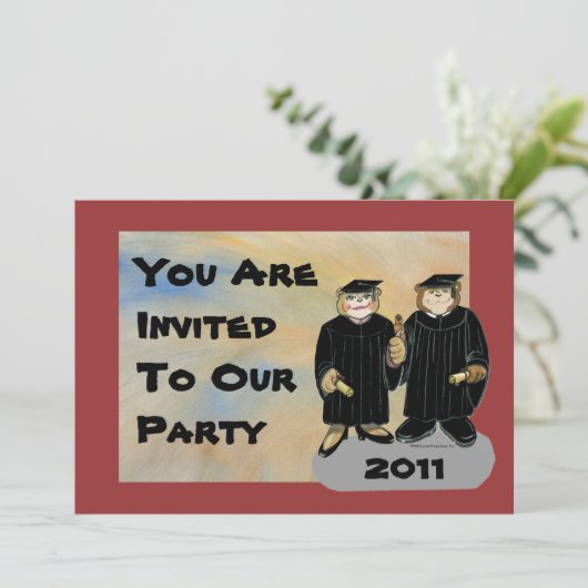 Abschluss Einladung - Bruder/Schwester oder Paar (Stehend Vorderseite)