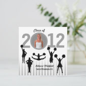 Abschluss Einladung Cheerleader Add Foto Gray (Stehend Vorderseite)