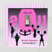 Abschluss Einladung Cheerleader XCP194 Rosa (Vorne/Hinten)