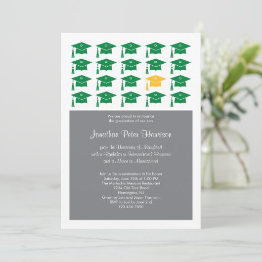 Abschluss-Einladung Einladung (Stehend Vorderseite)