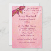 Abschluss Einladung - FOTO/JAHR INSERT/Pink Bow (Rückseite)