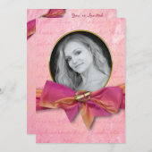 Abschluss Einladung - FOTO/JAHR INSERT/Pink Bow (Vorne/Hinten)