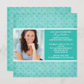 Abschluss Einladung Foto Turkquoise Muster (Vorne/Hinten)