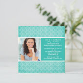 Abschluss Einladung Foto Turkquoise Muster (Stehend Vorderseite)