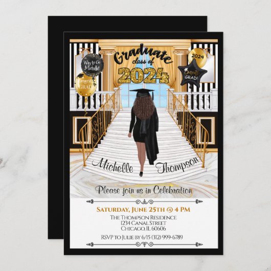 Abschluss Einladung Hispanic African Female (Vorne/Hinten)