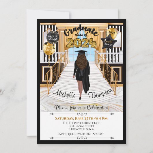 Abschluss Einladung Hispanic Med Skin Tone (Vorderseite)