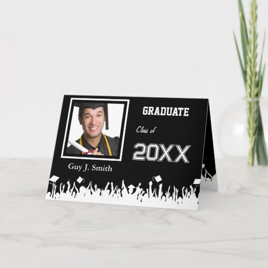 Abschluss Einladung Ihres Foto Silhouette Crowd (Vorderseite)