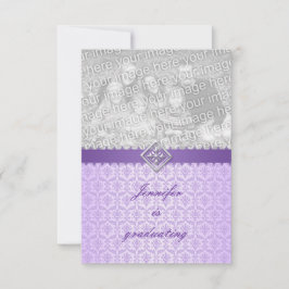Abschluss Einladung in Vintagen Lilac Damask
