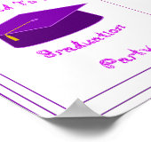 Abschluss Einladung Lila Cap Printable Poster (Ecke)