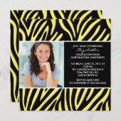 Abschluss Einladung mit Foto Gelbes Zebra (Vorne/Hinten)