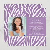 Abschluss Einladung mit Foto Lila Zebra (Vorne/Hinten)
