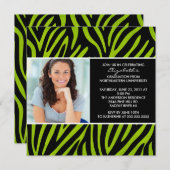 Abschluss Einladung mit Foto Lime Green Zebra (Vorne/Hinten)