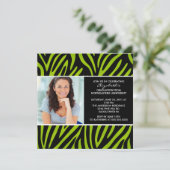 Abschluss Einladung mit Foto Lime Green Zebra (Stehend Vorderseite)