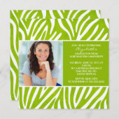 Abschluss Einladung mit Foto Lime Green Zebra (Vorne/Hinten)