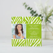 Abschluss Einladung mit Foto Lime Green Zebra (Stehend Vorderseite)