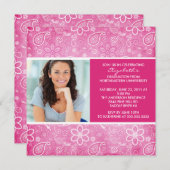 Abschluss Einladung mit Foto Pink Paisley (Vorne/Hinten)